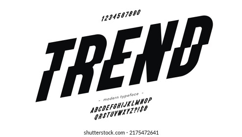 Vector slice font slanted style modern typography
