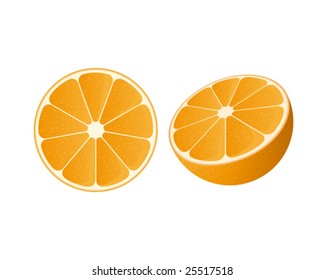 Vector of a slice of orange and a half orange