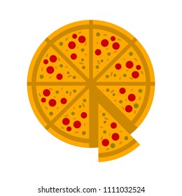 Vector Slice Of Pizza - Fast Italian Food Icon - Restaurant Menu