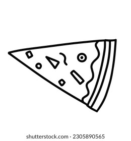 vector of a slice pizza , hand drawing a piece of pizza