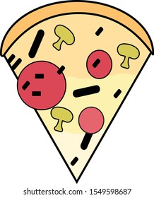Vector slice  pizza with strole