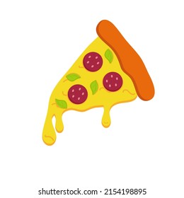 Vector slice of salami pizza.