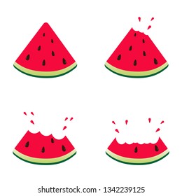 Vector slice watermelon. Fresh healthy food. Logo watermelon.Vector illustration.