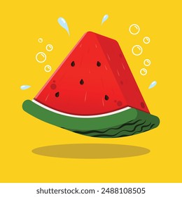 Vector slice watermelon fresh red fruit 3D