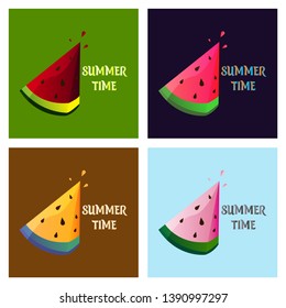 Vector slice watermelon. Fruit illustration for farm market menu. Healthy food design