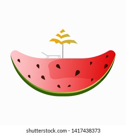 Vector slice watermelon. Fruit illustration for farm market menu. Healthy food design
