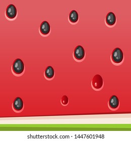 Vector Slice Watermelon. Fruit Illustration For Farm Market Menu. Healthy Food Design