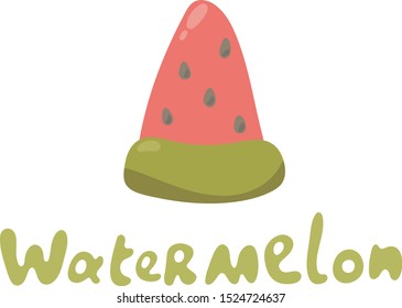 Vector slice watermelon. Fruit illustration for cooking book, farm market menu, healthy food design