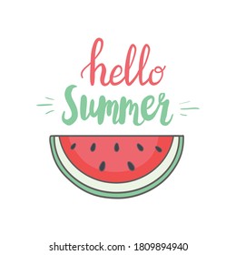 Vector slice watermelon. Fruit illustration for farm market menu. Healthy food design