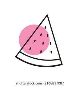 Vector slice watermelon, icon Fruit illustration for farm market menu. Healthy food design