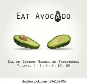 Vector Sliced Avocado