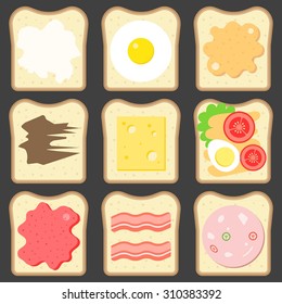 Vector sliced bread with bread spreads
