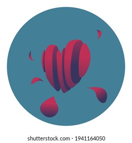 Vector sliced ​​heart with colorful gradients.