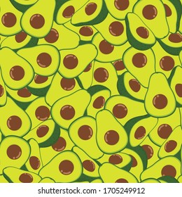 Vector sliced green avacado seamless pattern background