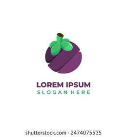 Vector sliced mangosteen logo, mangosteen illustration