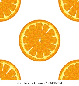 Vector Sliced Orange Seamless Pattern. Exotic Ftuit Background