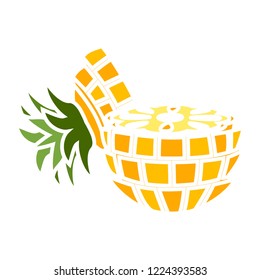 vector sliced pineapple icon. Flat illustration of pineapple. fresh healthy natural fruit isolated on white background. tropical pineapple sign symbol - pineapple fruit icon