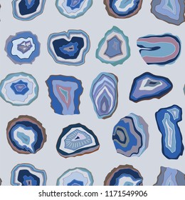 Vector slices of stones crystal seamless pattern.