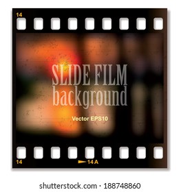 Vector slide film background with image of the sunset