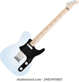 A vector of Slim 6 Strings Single Cut Electric Guitar with Pickguard, 2 Single Coil Pickups, a 3-ways Selector, 1 Volumes, and 1 Tones.