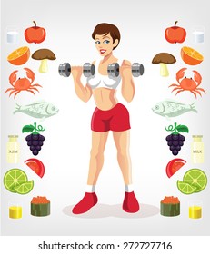 Vector slim cartoon girl flat illustration
