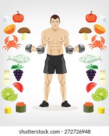 Vector slim man flat illustration