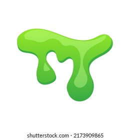 Vector slime blob liquid drop illustration and green paint drip background. Isolated slimy design and dripping splash messy. Toxic stain halloween and shiny goo. Dribble splatter and ooze zombie