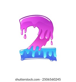 Vector Slime Cartoon Number 2, figure Two. Slime font type number Latin alphabet