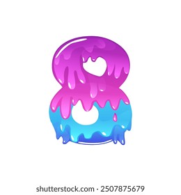 Vector Slime Cartoon Number 8, figure Eight. Slime font type number Latin alphabet
