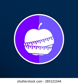 Vector Slimming apple icon slim weight diet.