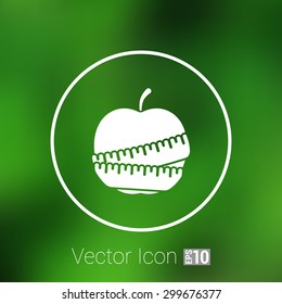 Vector Slimming apple icon slim weight diet.