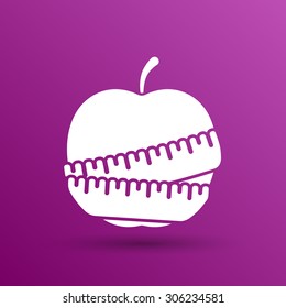 Vector Slimming apple icon slim weight diet.