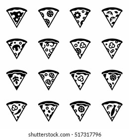 Vector Slise of pizza icon set