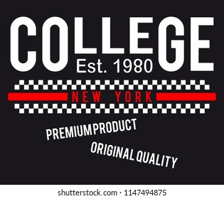 vector slogan college est 1980 new york checkers