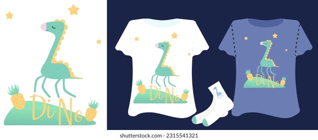 Vector slogan with dinosaurs on white  and black background for boys t shirt. Inspirational quote card, invitation, banner, boys dino poster textile, dragon clothes, bed linen, office supplies