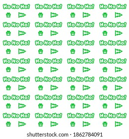 Vector slogan words ho ho ho for christmas decoration seamless pattern on transparent background