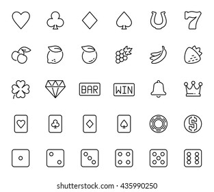 Vector slot machine symbols and casino related icon set