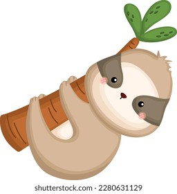 a vector of a sloth hanging in a tree