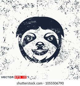 vector sloth head on grunge background