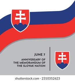 Vector of Slovak National flag poster, to commemorate the Anniversary of the Memorandum of the Slovak Nation, on June 7