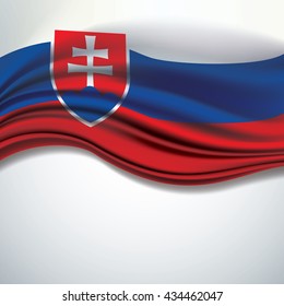 Vector Slovakia flag blowing in the wind on white background. Background texture.