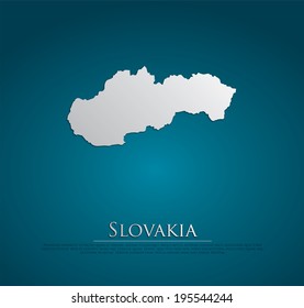 vector Slovakia Map card paper on blue background, high detailed