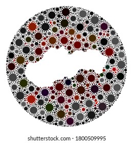 Vector Slovakia map mosaic of coronavirus. Infection attacks the quarantine territory from out space. Hole circle Slovakia map collage created with infection icons.