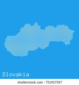 Vector Slovakia map silhouette dotted on blue background