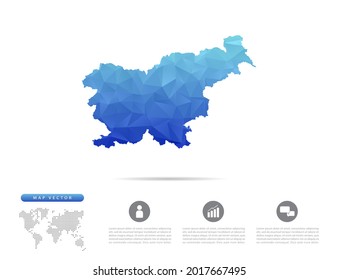 Vector Slovenia map blue polygon triangle mosaic for presentation. Creative concept for infographic.