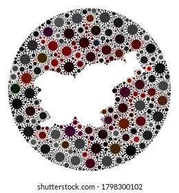 Vector Slovenia map collage of flu virus. Infection attacks the isolated territory from external zone. Hole circle Slovenia map collage created with viral elements.