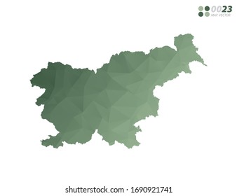 Vector of Slovenia map green polygon triangle mosaic with white background. style gradient.