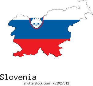 Vector Slovenia  map silhouette, painted in colors of a flag