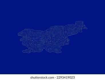 Vector Slovenia map for technology or innovation or it concepts. Minimalist country border filled with 1s and 0s. File is suitable for digital editing and prints of all sizes.