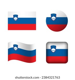 Vector Slovenia National Flag Icons Set